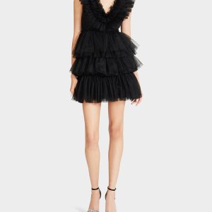 BETSEYS TIERED TULLE DRESS BLACK | RE:LUV