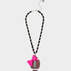 RIBBON FOOTBALL PENDANT PINK