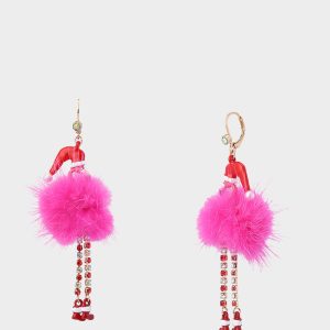 FLUFFY FLAMINGO DROP EARRINGS PINK | RE:LUV