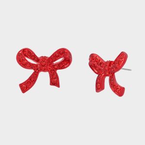 BOW STUD EARRINGS RED