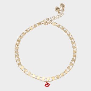 LIPS NECKLACE SET RED