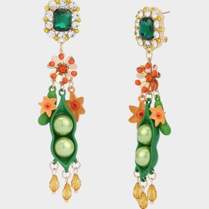 PEA CRYSTAL DOUBLE DROP EARRINGS MULTI