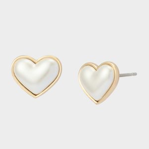 HEART STUD EARRINGS PEARL
