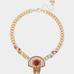 BASKETBALL SHORT PENDANT NECKLACE ORANGE