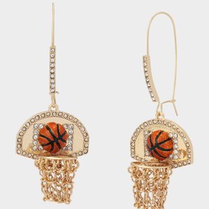 BASKETBALL HOOP SHEPPARD HOOK EARRINGS ORANGE