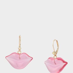 LIPS LEVER BACK EARRINGS PINK