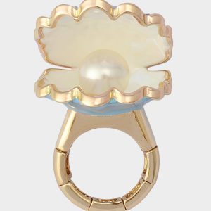 CLAM SHELL STRETCH RING BLUE