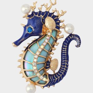 SEAHORSE BROOCH BLUE