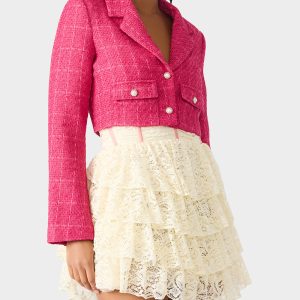 TWEED CROPPED BLAZER HOT PINK