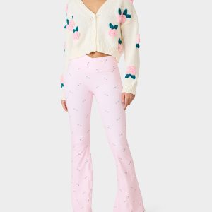 ROSE PRINT CROSSOVER LEGGINGS PINK ROSE