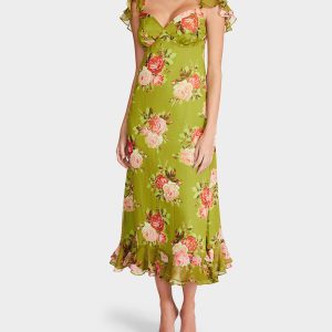 BOUQUET BOUNTY MIDI DRESS GREEN | RE:LUV