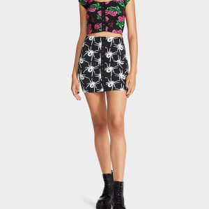 80TH BASH SNAP FRONT MINI SKIRT BLACK/WHITE | RE:LUV