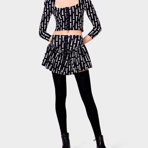 BETSEYS VINTAGE INSPIRED FLOUNCE MINI SKIRT BLACK MULTI | RE:LUV