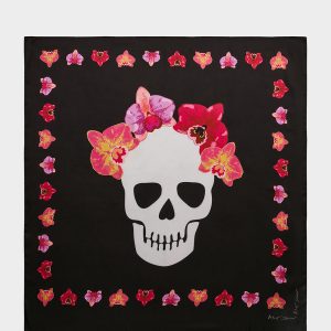 FLORAL SKULL SQUARE 35 X 35 SCARF BLACK