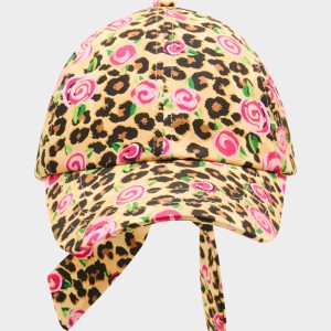 PRINTED BASEBALL HAT WITH BOW TIE ROSE