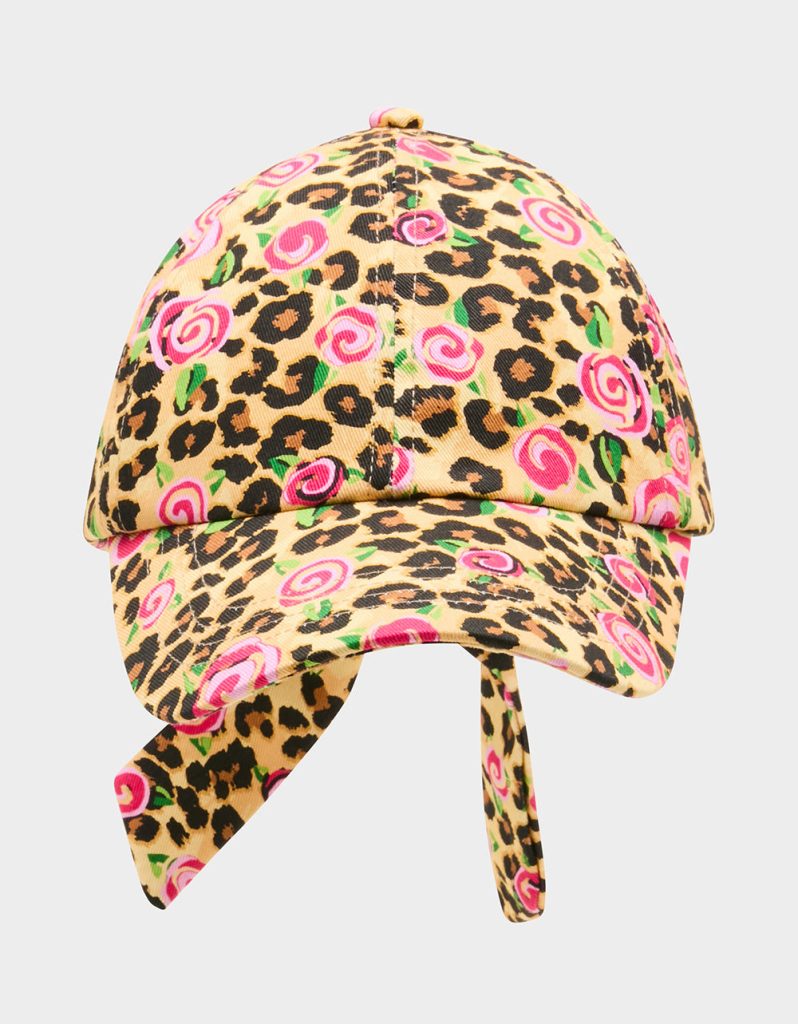 PRINTED BASEBALL HAT WITH BOW TIE ROSE