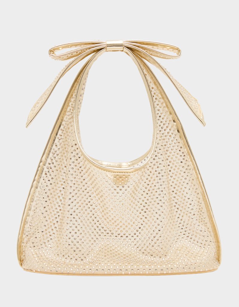 BOW MINI MESH TOTE GOLD